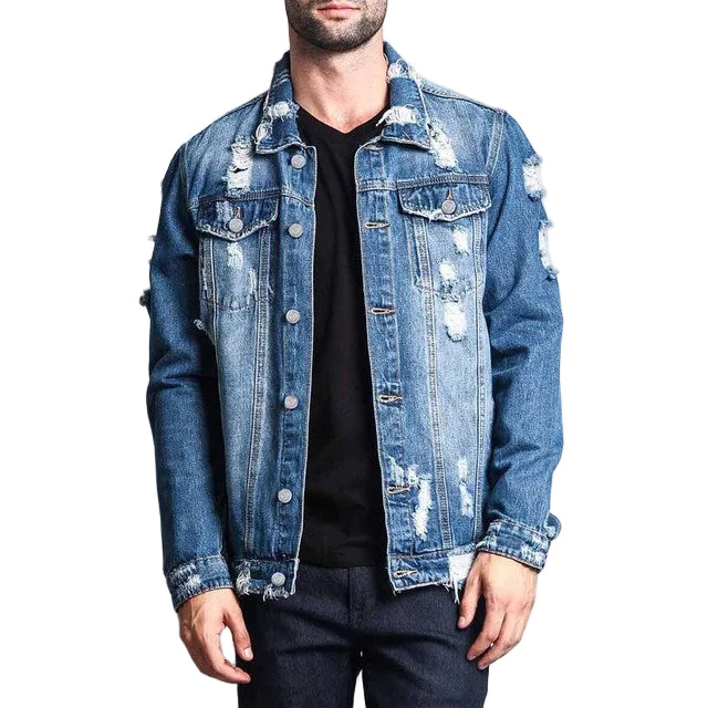 Men's Ripped Denim Jacket
