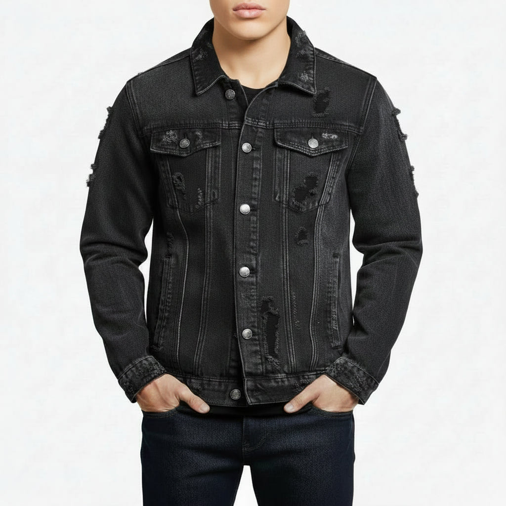 Men's Ripped Denim Jacket