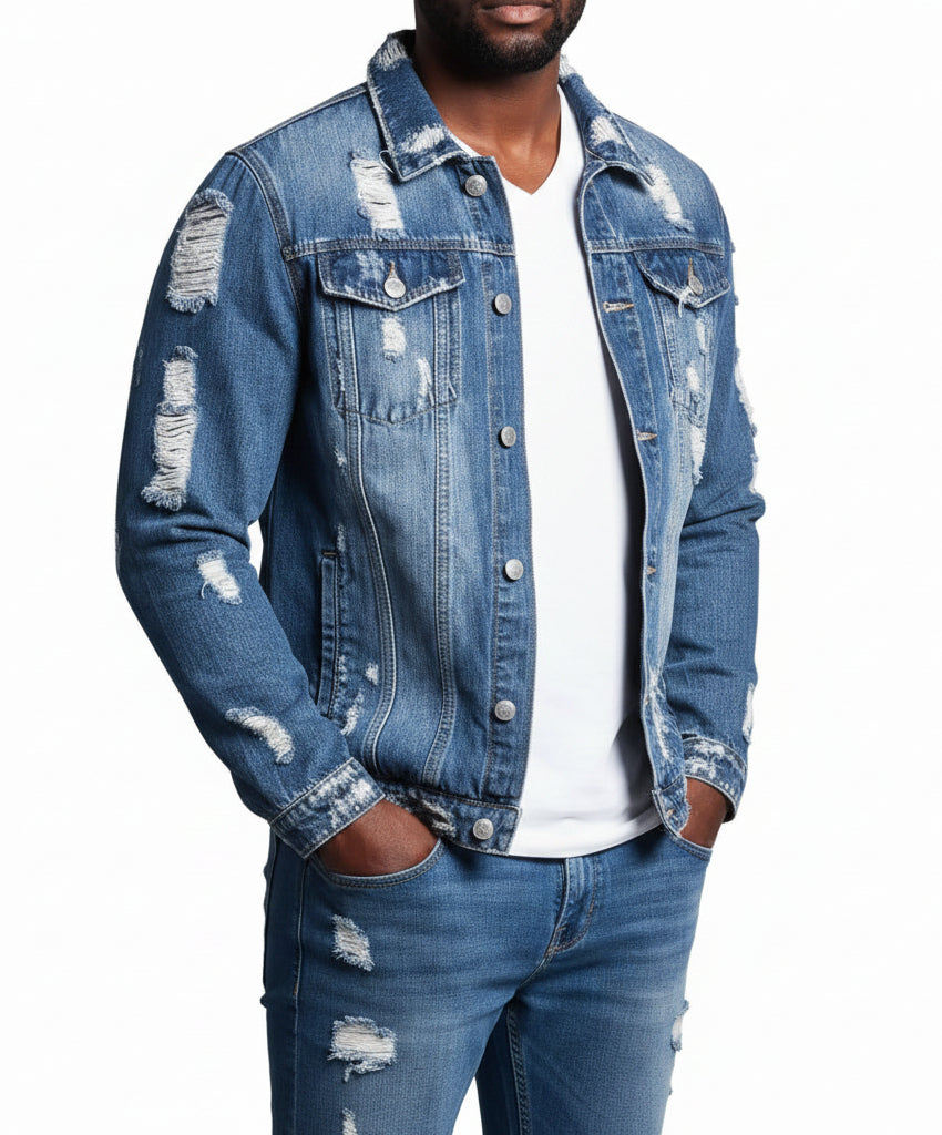 Men's Ripped Denim Jacket