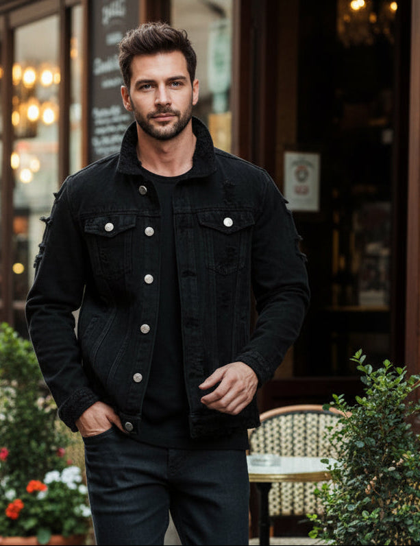 Men's Ripped Denim Jacket