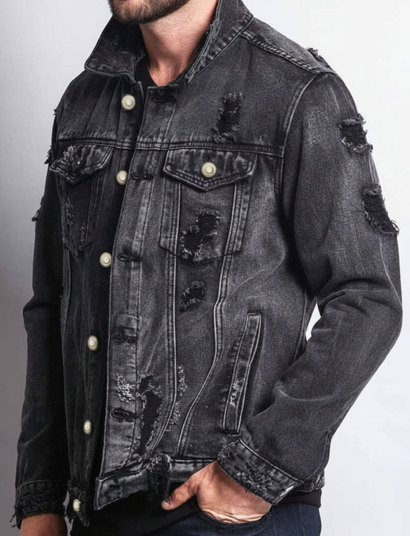 Men's Ripped Denim Jacket