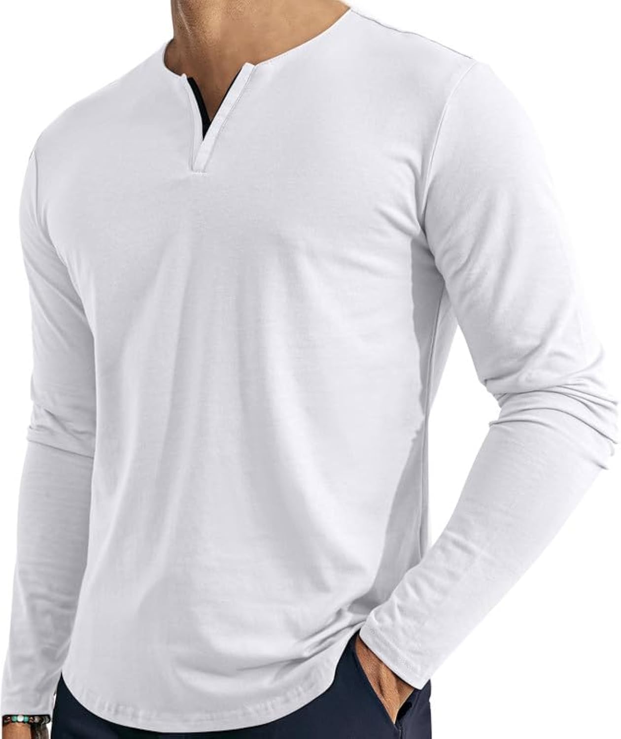 Dokotoo Men's Cotton Long Sleeve Henley