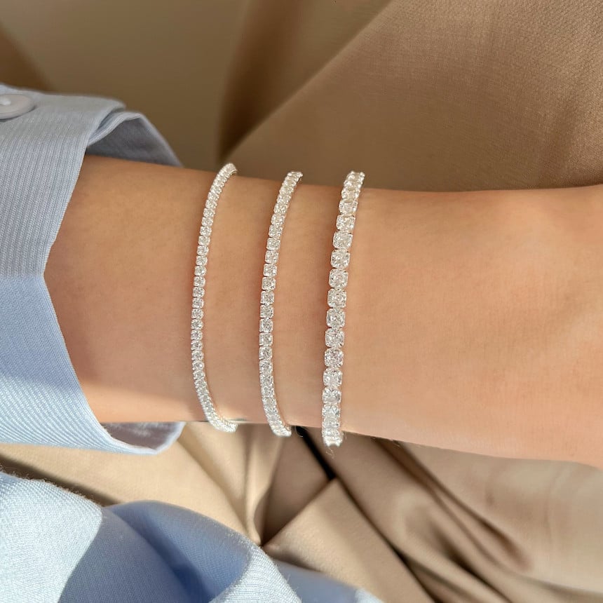 Simple 925 Sterling Silver Zircon Diamond Bracelet