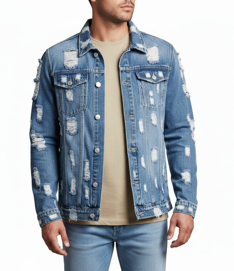 Men's Ripped Denim Jacket