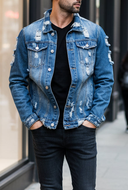 Men's Ripped Denim Jacket