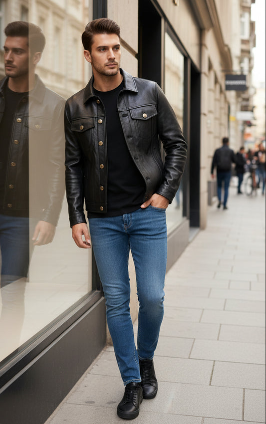 Men's Genuine Leather Motorcycle Jacket