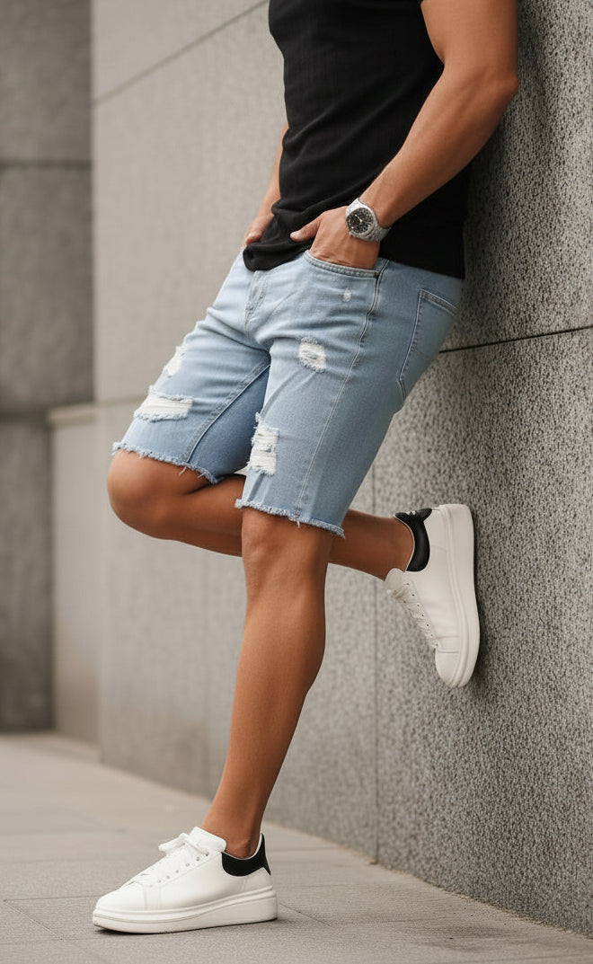 Fevre Ripped Denim Shorts