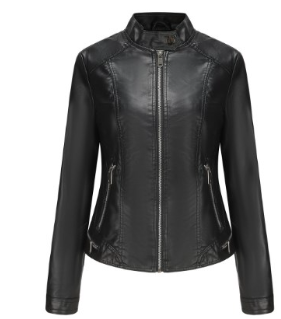 Women's Thin Mock-Neck Leather Jacket