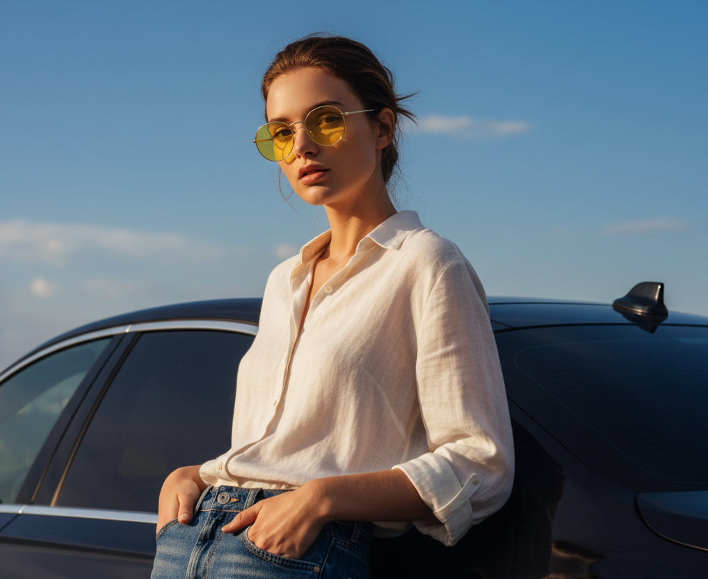 Golden-Round Polarized Sun Glasses [Unisex]
